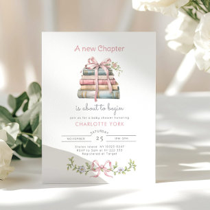 Invitation Storybook Nouveau chapitre Bow Baby girl douche