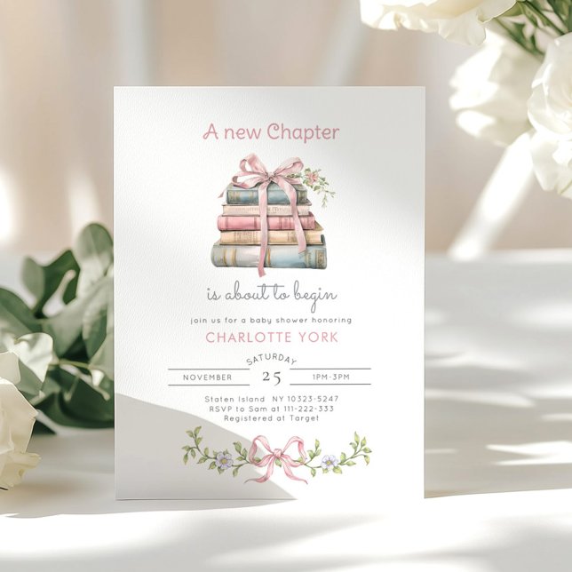 Invitation Storybook Nouveau chapitre Bow Baby girl douche (Créateur téléchargé)