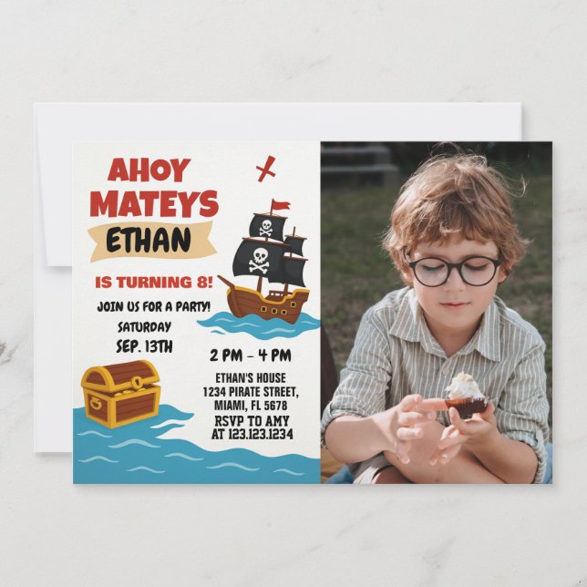 Invitation Storybook Treasure Map Thème pour les enfants (Devant)
