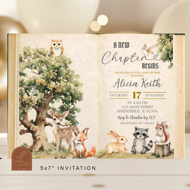 Invitation Storybook woodland baby shower (Créateur téléchargé)