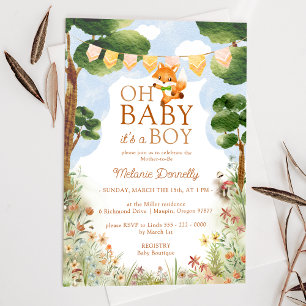 Invitation Storybook Woodland Fox Oh bébé garçon douche