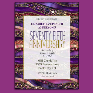 Invitation Strata de pierres précieuses violettes 75e anniver