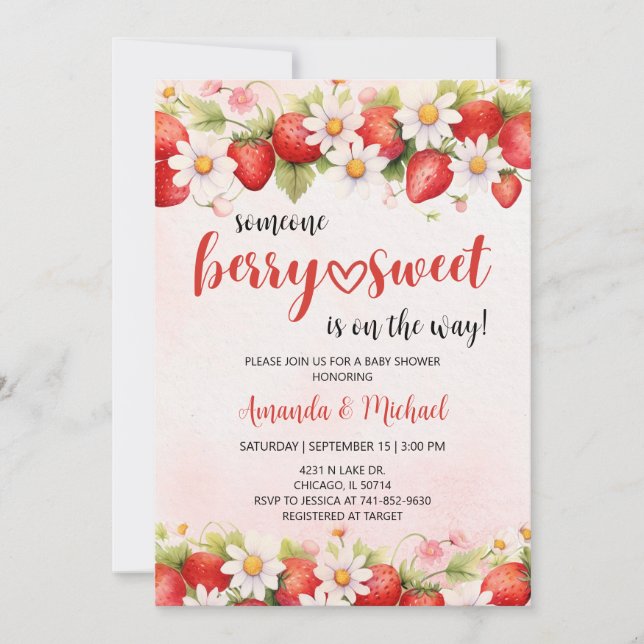 Invitation Strawberry Baby Shower (Devant)