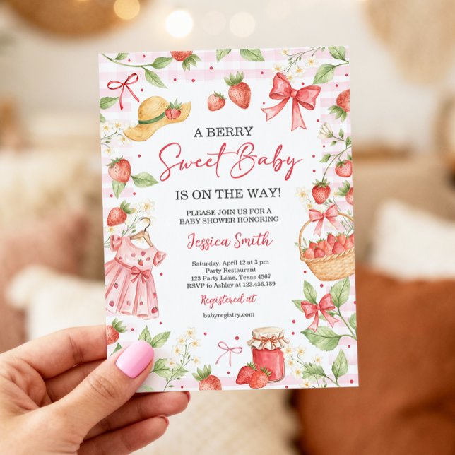Invitation Strawberry Baby Shower Invite Berry Sweet Baby (Créateur téléchargé)