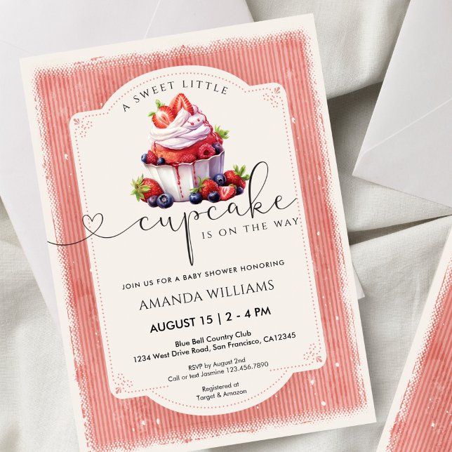 Invitation Strawberry Cupcake Sweet Summer Baby Shower (Créateur téléchargé)