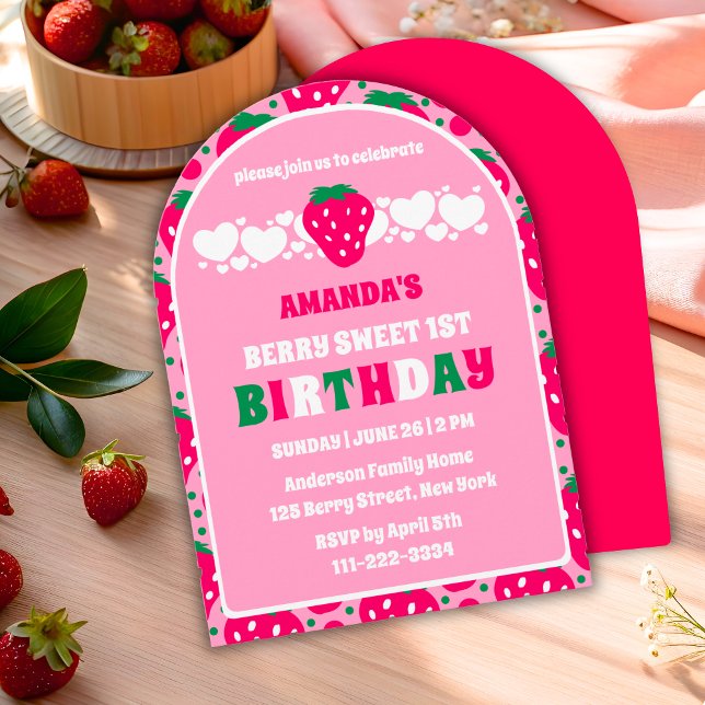 Invitation Strawberry First Birthday Celebration Arch (Créateur téléchargé)