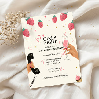 Invitation Strawberry Galentine's Girls Night Party