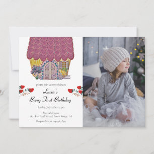 Invitation Strawberry House Berry Première fille 1er annivers