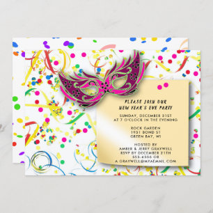 Invitation Streamers & Confetti Soirée du Nouvel An