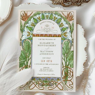 Invitation Strelitzia Coloré Mariage Art Nouveau Mucha