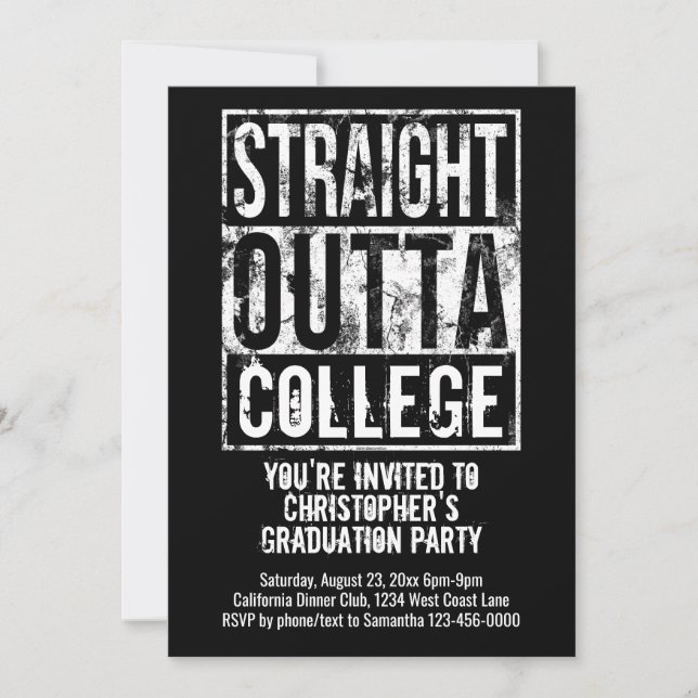 Invitation Stright Outta College Funny Graduation Party (Devant)