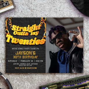 Invitation Stright Outta my Twenties avec photo