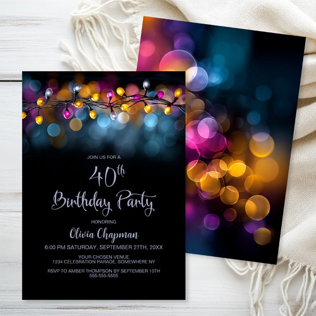 Invitation String Lights 40th Birthday Party (Créateur téléchargé)