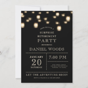 Invitation String Lights Black Surprise RetiParty