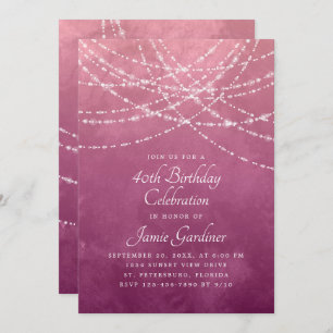 Invitation String Lights Dusty Rose rose Anniversaire