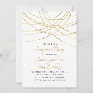 Invitation String Lights Gold Elegant Anniversaire