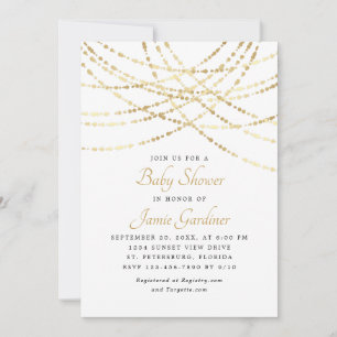 Invitation String Lights Gold Elegant Baby shower