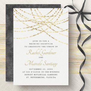 Invitation String Lights Gold Elegant Mariage Réception