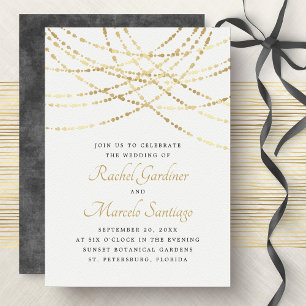 Invitation String Lights Gold Mariage élégant