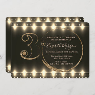 Invitation String Lights Gold Parties scintillant 30e anniver