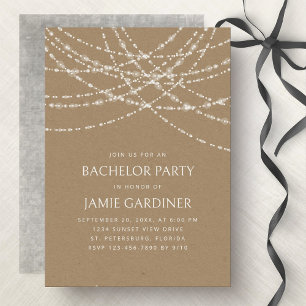 Invitation String Lights Kraft Bachelor Party