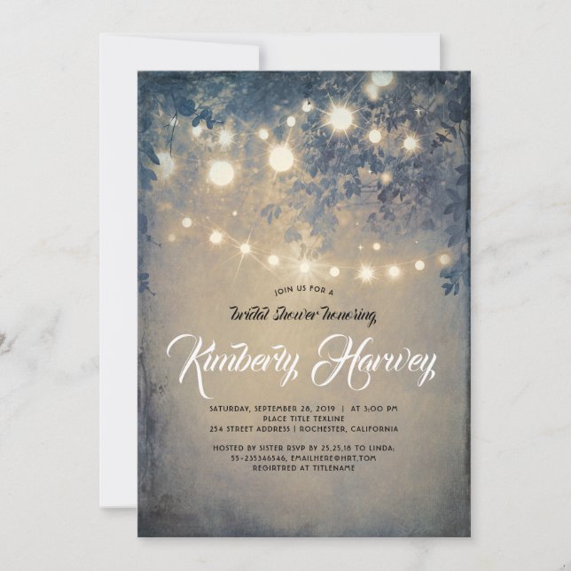 Invitation String Lights Rustic Country DreamFête des mariées (Devant)