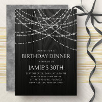 String Lights Rustic Wood Diner d'anniversaire