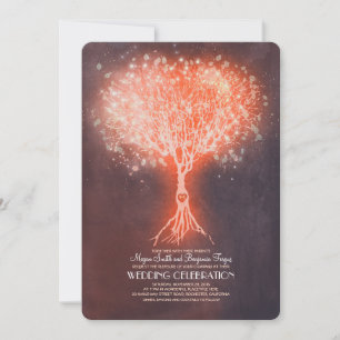 Invitation String Lights Tree Dreamy Rustic Wedding Invite