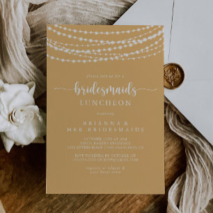 Invitation String Lights Yellow Bridesmaids Luncheon Douche