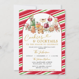 Invitation Stripe Cookies et Cocktail Noël Classique