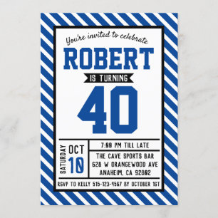 Invitation Stripe Male 40e anniversaire