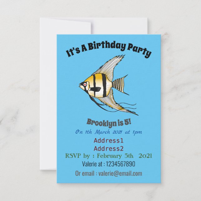 Invitation Striped angelfish cartoon (Devant)