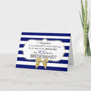 Invitation Stripes Bow Will You Be My Bridesmaid Invite