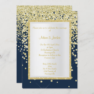 INVITATION STUNNING MARINE OR SPARKLE MARIAGE PERSONNALISÉ