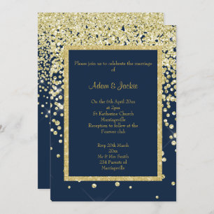 INVITATION STUNNING MARINE OR SPARKLE MARIAGE PERSONNALISÉ