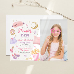 Invitation Stwood Party Sleepover fille Spa rose Anniversaire
