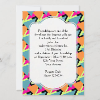 Invitation Style années 80's Anniversaire Motif géométrique