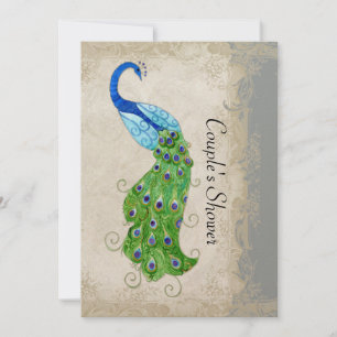 Invitation Style Art Déco Peacock Gris Vintage dentelle