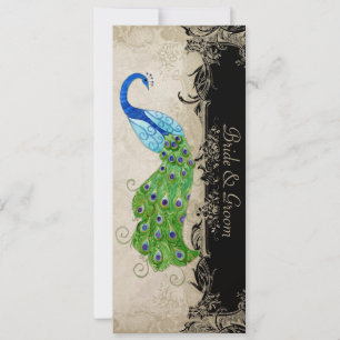 Invitation Style Art Déco Peacock noir n crème Vintage dentel