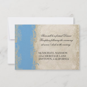 Invitation Style Art Déco Peacock Sky Blue Lace Vintage