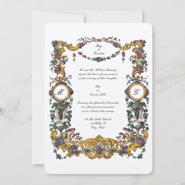 Invitation Style baroque de l'époque victorienne Floral Carto (Devant)