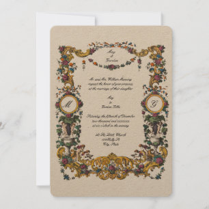 Invitation Style baroque de l'époque victorienne Floral Carto