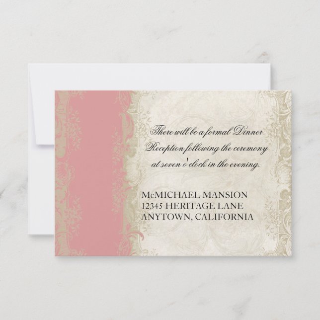 Invitation Style baroque Dentelle Rose Vintage (Devant)
