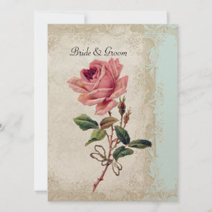 Invitation Style baroque Rose Vintage Aqua n Cream Lace