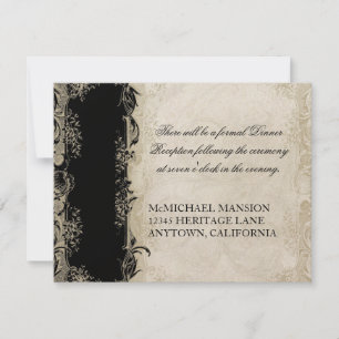 Invitation Style baroque Vintage Rose noir n crème dentelle