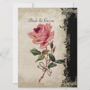 Invitation Style baroque Vintage Rose noir n crème dentelle