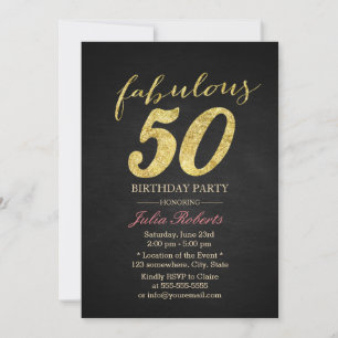 Invitation Style Black & Gold Fabulous 50