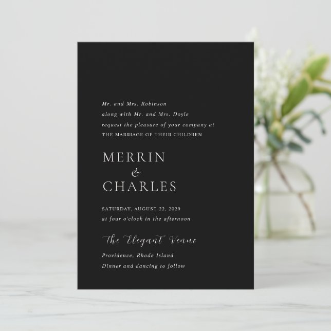 Invitation Style Black Photo Mariage moderne (Debout devant)