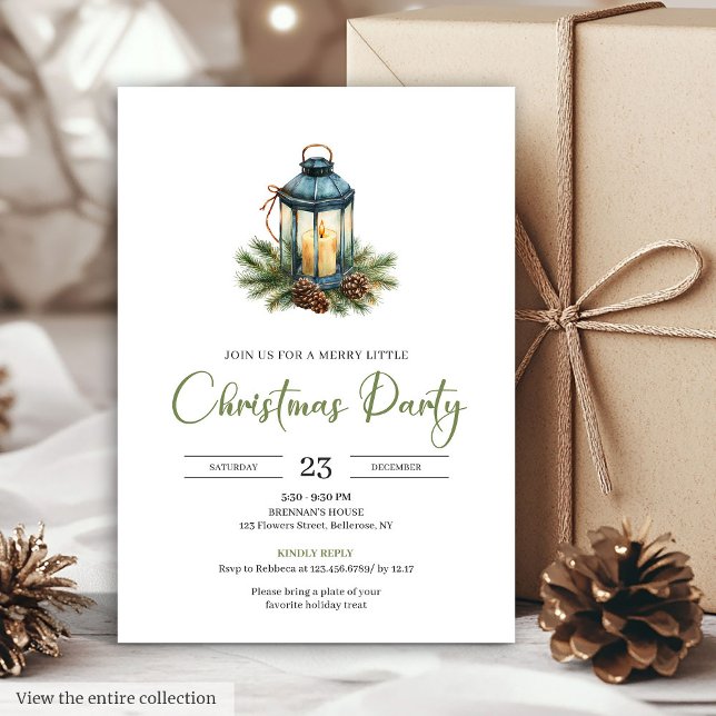 Invitation Stylé Bohème Neutre Botanique Noël  (Stylish Bohemian Neutral Botanical Christmas Invitation)