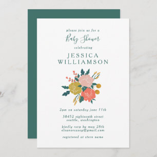 Invitation Style Boho Floral Art Baby shower simple